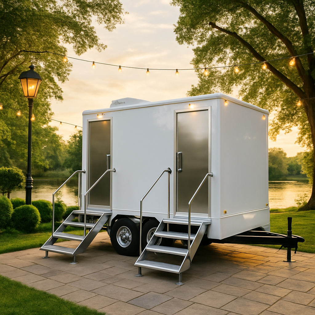 Luxury restroom trailers staged in Memphis